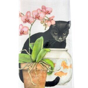 Mary Lake-Thompson Flour Sack Kitchen Towel Orchid Cat NWT